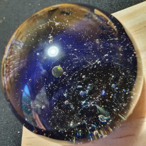 Marble : Opale ronde, effet galaxie argenté